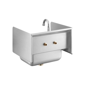 Robinet d'évier de cuisine moderne à une cuvette en acier inoxydable, fait à la main, mural sans robinet, à un trou - Product Image 4