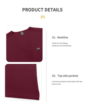 Ensemble de Blouses Médicales Personnalisées à Col en V en Polyester et Spandex pour Femmes, Vente en Gros, Marque Privée, Uniformes de Mode pour Infirmières, Hôpital