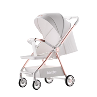 Poussette bébé en lin avec nacelle haute, siège inclinable multifonction pliable, landau de voyage pour nouveau-né jusqu'à 3 ans