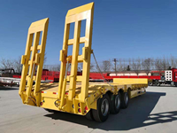 Promotion : Semi-remorque surbaissée à 3 essieux, 100 tonnes, en acier, plateforme à fond plat de 13 000 mm de long pour le transport de machines de construction
