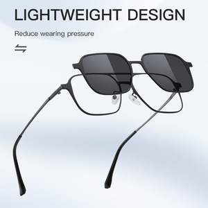 Magnetic <b>Clip</b>-On Sunglasses Metal <b>Frame</b> TAC Lens UV400 Night Vision For Men - Product Image 3