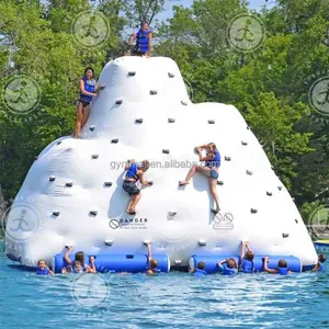Kunden spezifische günstige Preise PVC Kinder Erwachsene großes Wasser schwimmende Rock Spielzeug Spiele Kletterwand Rutsche aufblasbaren Eisberg zu verkaufen
