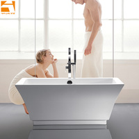 Baignoire autoportante en acrylique blanc CUPC KF-716KC, baignoire autoportante sans joint intérieur, blanc brillant, installation facile