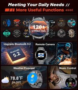 ساعة ذكية للرجال عالية الدقة مع مللي أمبير بالبطارية جهاز تعقب اللياقة البدنية لمكالمات البلوتوث مقاومة للماء (IP68) لأجهزة أندرويد و IOS - Product Image 2