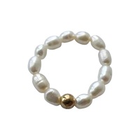 Natürliche Süßwasser Perle Ring Mädchen Mode Handmade Light Luxus Elastic Tail Pearl Perlen Zeigefinger Ring für Frauen