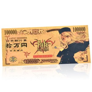 Billet de banque commémoratif classique d'anime Fate Stay Night, billet de banque en plastique avec feuille d'or, collection de billets de banque - Product Image 4