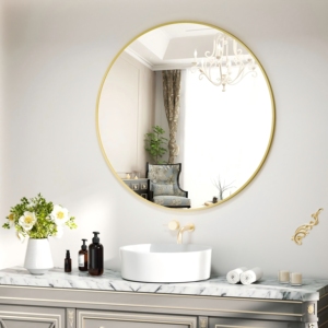 <span class=keywords><strong>Espejo</strong></span> de Pared Decorativo <span class=keywords><strong>Redondo</strong></span> Grande <span class=keywords><strong>Dorado</strong></span> para Baño o Salón, Proyecto de Hotel de Cinco Estrellas de Lujo, Pedido al por Mayor Personalizado - Product Image 3