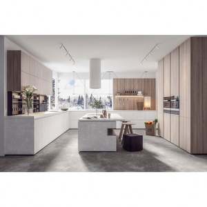 Meubles de cuisine modulaires au design moderne, finition stratifiée en noyer noir à grain de bois, finition laquée ou PVC, vente chaude - Product Image 4