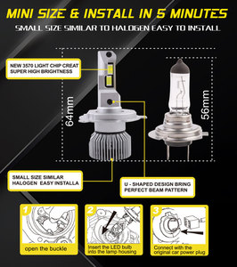 Phare LED Prilight <span class=keywords><strong>P7S</strong></span> H4 105W 15000LM 6500K Super lumineux LED H1 H3 H4 9005 9006 9012 Ampoule de phare LED - Product Image 3