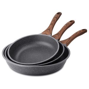 Induction Cookware Set with Non-Stick Forged Aluminium Fry <b>Pan</b> Wok Wooden Handle Glass Cover 4L Capacity Stainless Steel Bottom - Product Image 1