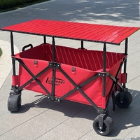 Chariot de camping pliable d'extérieur, le plus vendu aux États-Unis, table mobile grand format à hauteur réglable pour le camping et la vente ambulante (OEM)