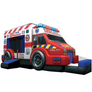 Castillo Inflable con Tobogán de Ambulancia de Rescate para Primeros Respondientes, Castillo Hinchable de Emergencia 911 en Venta - Product Image 1