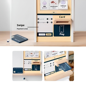 Set de Supermercado de Juguete de Madera para Niños con Estante de Frutería, Cajero con Tarjeta y Mini Tienda para Juego de Roles - Product Image 6