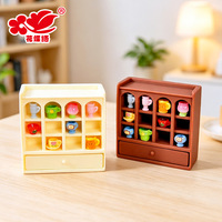 Lemari Miniatur Resin 6.5cm dengan Laci Rak Pajangan Rumah Boneka