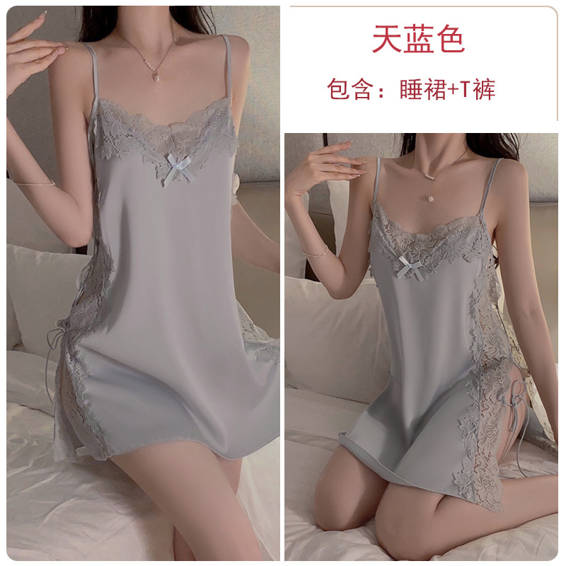 Chemise de nuit + t-shirt bleu ciel