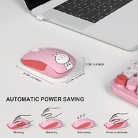 Clavier et souris sans fil 2,4 G ergonomique à 68 touches avec touches circulaires colorées, style machine à écrire, mignon pour PC et ordinateurs portables, en stock