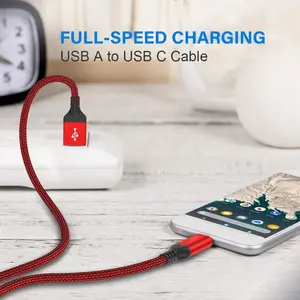 كابل Usb من A إلى C 3a لنقل البيانات متزامن Pd كابل USB شحن سريع من النوع C 1M/2M/3M كابل نايلون مضفر لجميع أنواع الأندرويد