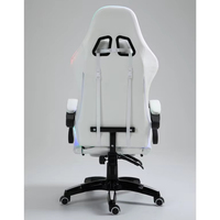 Chaise de jeu d'ordinateur en cuir PU blanc Ddp bon marché Silla Gamer LED RVB fauteuil de jeu de massage de course avec lumières et haut-parleurs
