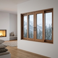 Ventanas Corredizas de Triple Vidrio con Aislamiento de Argón, Diseño Europeo, Marco de Madera y Aleación de Aluminio, Exterior de Acero Inoxidable para Cocina