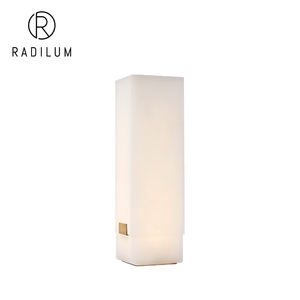 Lampe de table sans fil <span class=keywords><strong>en</strong></span> albâtre, luxe, pour hôtel, salle à manger, décor, grande lampe de table rectangulaire <span class=keywords><strong>en</strong></span> pierre, pilier <span class=keywords><strong>en</strong></span> laiton, rechargeable, LED, Covet - Product Image 1