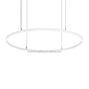 Classico anello ellittico in alluminio con finitura in legno lampada a LED a sospensione 40 "X 20" lampadario ad anello ovale con baldacchino pendente - Product Image 6