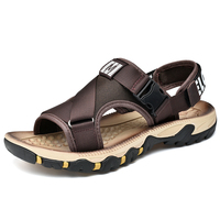 Vente en gros et au détail sandales de plage d'extérieur en cuir pour hommes, sandales d'été à semelle épaisse
