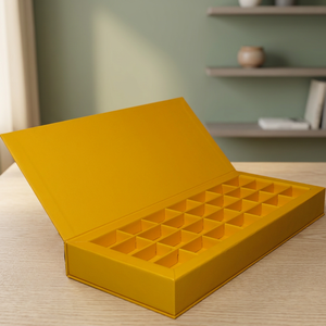 Custom Double Open Magnetic Chocolate Gift Box Embossing and Offset Printing Reusable Rigid <b>Yellow</b> Cardboard Paper Boxes - Product Image 3