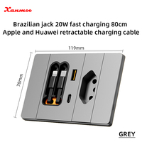 Cable Retráctil Tipo C de Carga Rápida USB 2.0 de 20 W para Teléfonos Apple y Android, Enchufe Brasileño