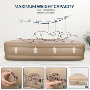 Colchón inflable de aire doble plegable de 16 "usado en el hogar, colchón de sofá cama de salón de aire soplado duradero con bomba incorporada para invitados - Product Image 3