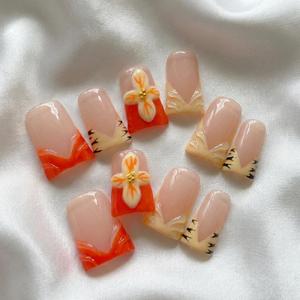 Faux ongles à presser faits maison 3D artisanaux, <span class=keywords><strong>forme</strong></span> bec de canard évasée Cyber, pour fête, ongles Y2K, courts, vente en gros, promotion - Product Image 5