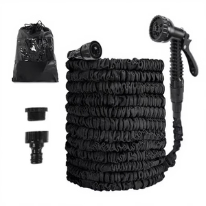 Tuyau extensible en TPE noir avec buse de pulvérisation à 7 fonctions en PP, adaptateur 1/2 et 3/4 pouce - Product Image 1
