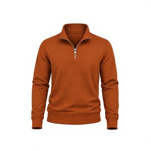 Premium Quality Vintage Formal Winter for Textured <b>Half</b> <b>Zip</b> Pullover <b>Sweatshirt</b> with Stand Collar and Metal Zipper for <b>Men</b> - Product Image 1