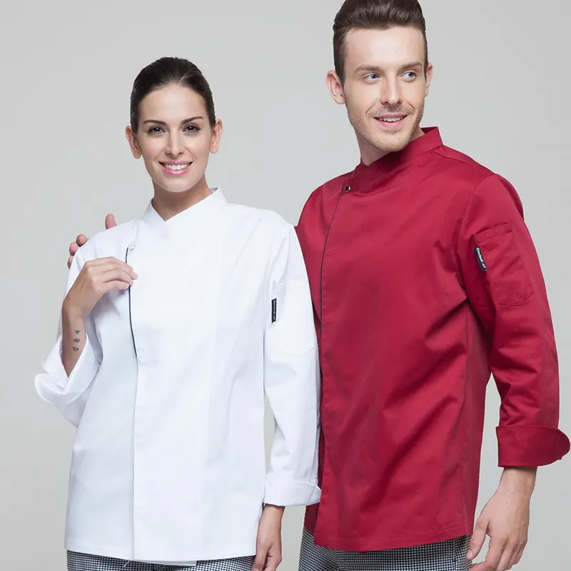 Chaqueta de chef de moda de manga larga de último diseño de CHECKEDOUT y uniforme de chef para abrigo de chef de cocina de hotel y restaurante