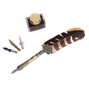 Ready to Ship Custom Logo Metal <b>Pen</b> Feather <b>Gold</b> Fountain <b>Pen</b> Business Give -away Gift Birthday Teacher's Day Gift Set - Product Image 2