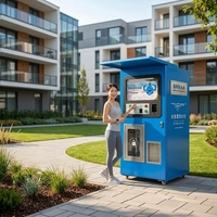 Máquina Expendedora de Agua RO para Exteriores, Color Azul, Pantalla Táctil, Cuerpo de Chapa Metálica, Capacidad de 1-10L, Dispensador de Agua Potable Comunitario, Tipo ATM