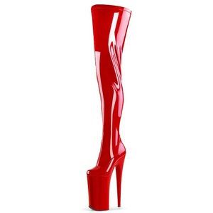 Bottes cuissardes pour femme 10 pouces-26 cm, style célébrité cyber, à talons très hauts et fins, en PU verni, avec fermeture éclair, pour l'hiver - Product Image 3