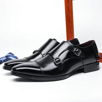 Chaussures habillées italiennes en cuir véritable pour hommes, bout carré, design d'affaires, fermeture à enfiler, semelle souple, hauteur confortable, augmentant