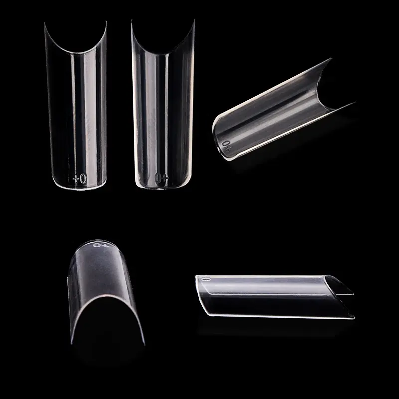 2020 Newest Wholesale 550 Pcs/bag transparent acrylic long nail tips pipe shape nail tips packaging coffin