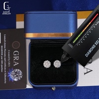 Boucles d'oreilles clous en argent sterling 925 en forme de fleur, serties de moissanite de laboratoire VVS1 couleur D, hypoallergéniques, vente en gros