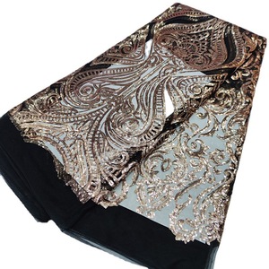 Nigeria Shiny Sequins Chất Lượng Cao Lưới Ren Vải Phi Thêu Vải Tuyn Ren Vải Pháp Ren Vải Cho Phụ Nữ Dresses - Product Image 5