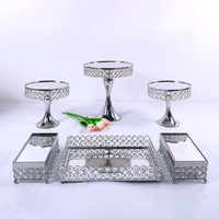 Ensemble de 3 à 16 pièces de décorations de gâteaux en cristal rond pour bonbons et cupcakes, accessoires de fête et de mariage, plateau à dessert doré argenté, centre de table