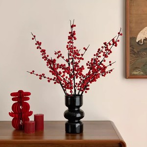 Vase en verre de style chinois avec motif de fruits de la fortune artificiels pour décorations de mariage et de maison neuve - Product Image 1