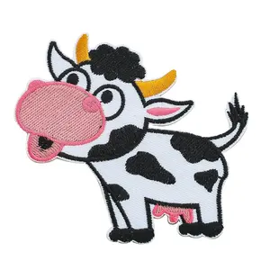 Pastas de tela bordadas de la serie Little Cow de dibujos animados, accesorios de ropa a juego, Parche de vaca bonito