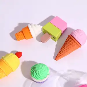 Cute fancy custom 3D cookies shape erasers for promotional gifts cute eraser fast food eraser