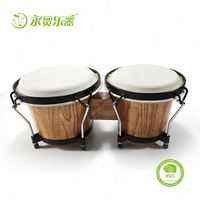 New Popular Traditional Wooden Music Instrument Bongo Wholesale Leather Conjoined Twin Drum YH Brand D037-2 Silver Black OEM