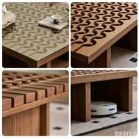 Meja Kopi Persegi Furnitur Rumah Tangga Modern Abad Pertengahan, Meja Kopi Ruang Tamu Desain Kreatif Kayu