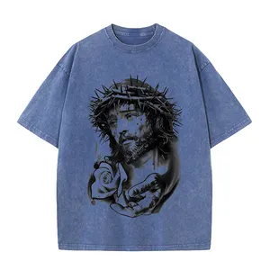 Süblimasyon gömlek süblimasyon İsa t shirt düz özel baskı tişörtleri için % 100% pamuk tişörtleri