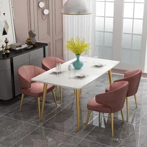 2021 Offre Spéciale design moderne 4 places chaises en marbre fer jambes tables