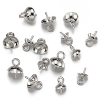Edelstahl Pearl Tray Holder Bead Cup Einstellung Bail Anhänger Tip Connector Blank für DIY für Ohrringe Halskette Herstellung