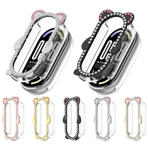 Accessoires pour montre connectée : Coque de protection rigide en PC ajouré avec motif petit ours et diamants pour <span class=keywords><strong>Xiaomi</strong></span> Mi Band 10 9 8 - Product Image 1